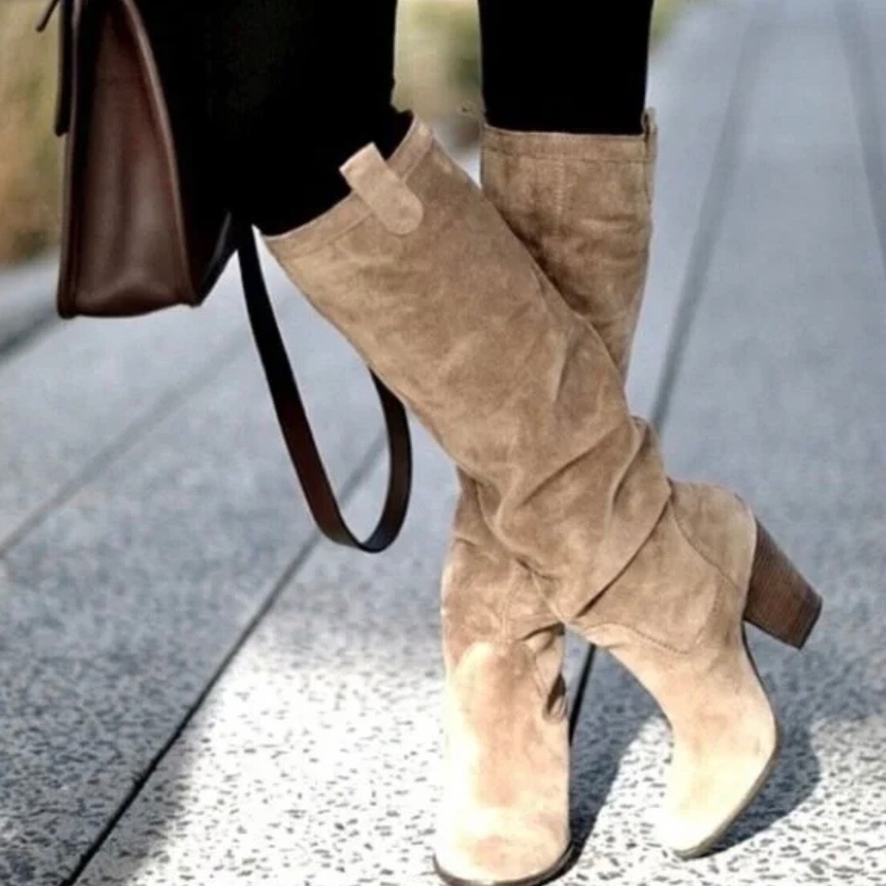 Vince Camuto Taupe Suede Heeled Boots